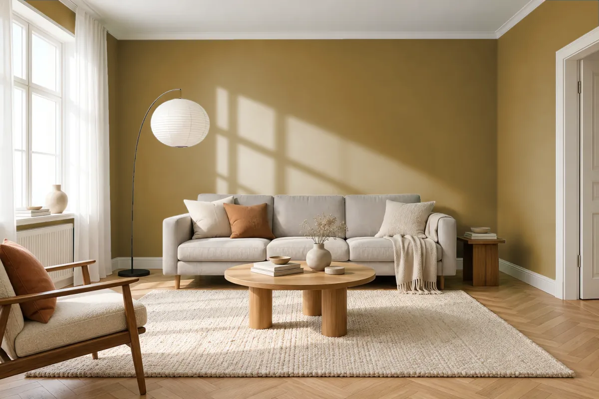 Краска Swiss Lake SL-1097 Lichen Green — гостиная в скандинавском стиле