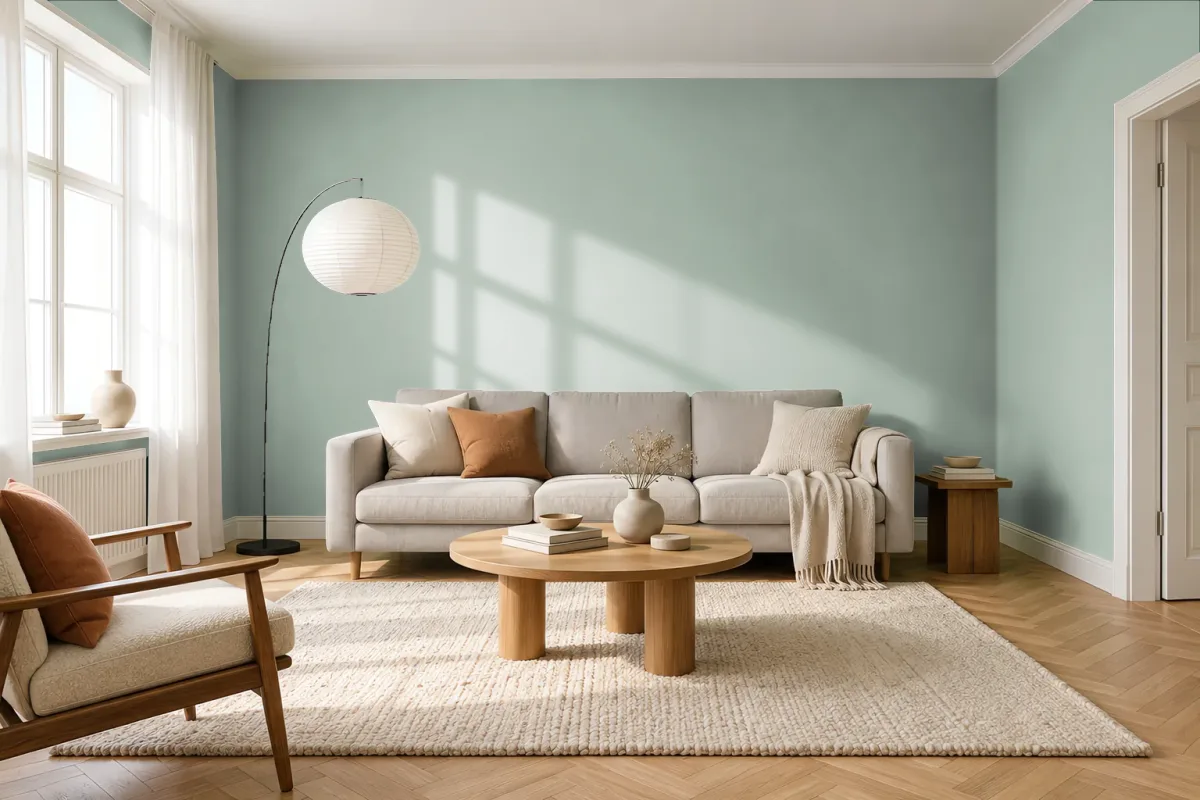 Краска Swiss Lake SL-2636 Celery Green — гостиная в скандинавском стиле