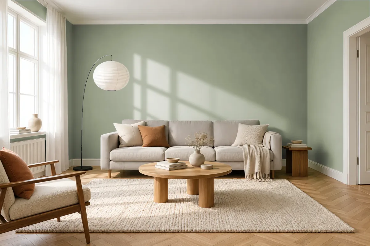 Краска Swiss Lake SL-2642 Green Granite — гостиная в скандинавском стиле