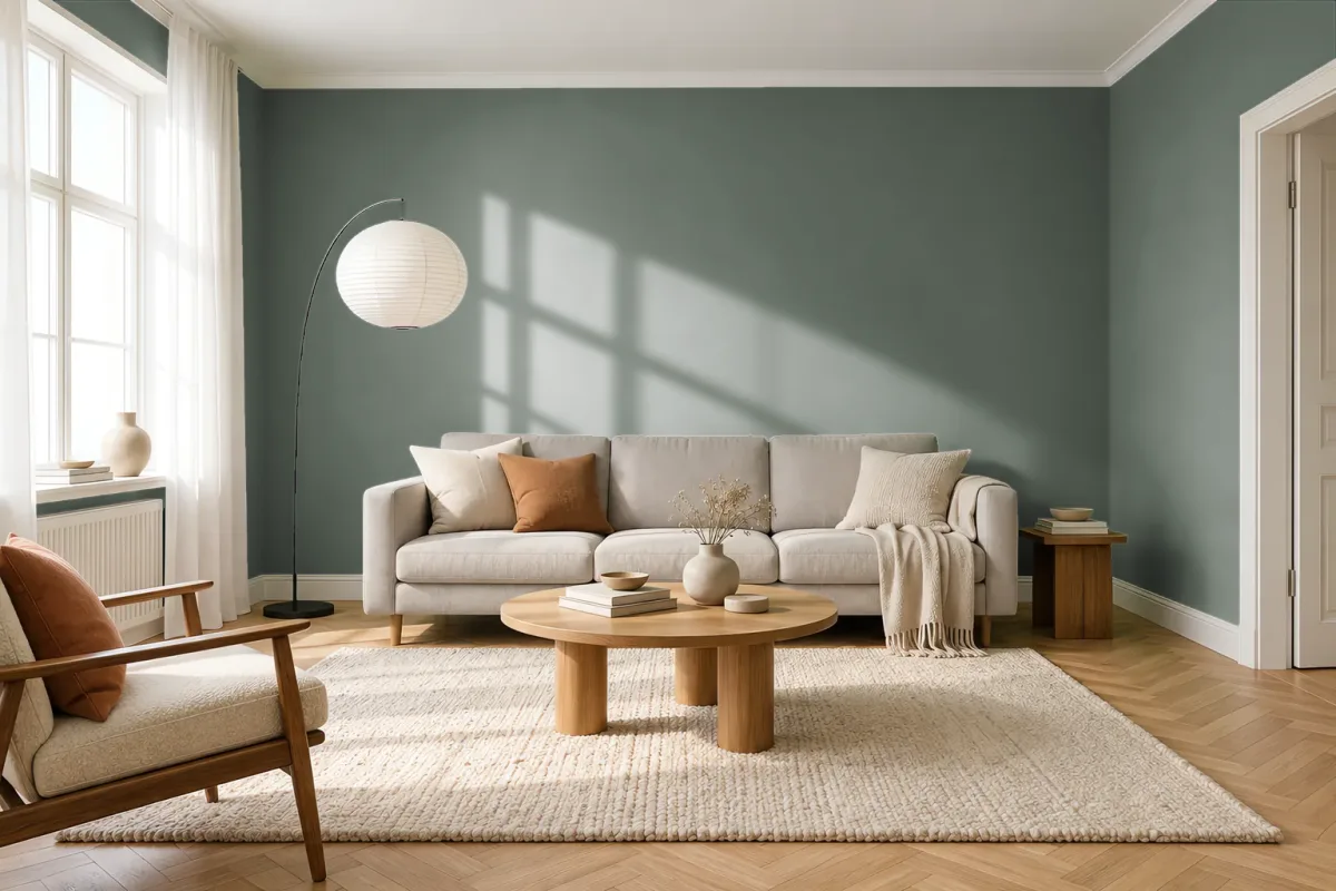 Краска Swiss Lake SL-2648 Dark Olive — гостиная в скандинавском стиле