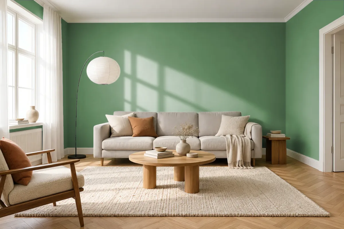 Краска Swiss Lake SL-2712 Soft Moss — гостиная в скандинавском стиле