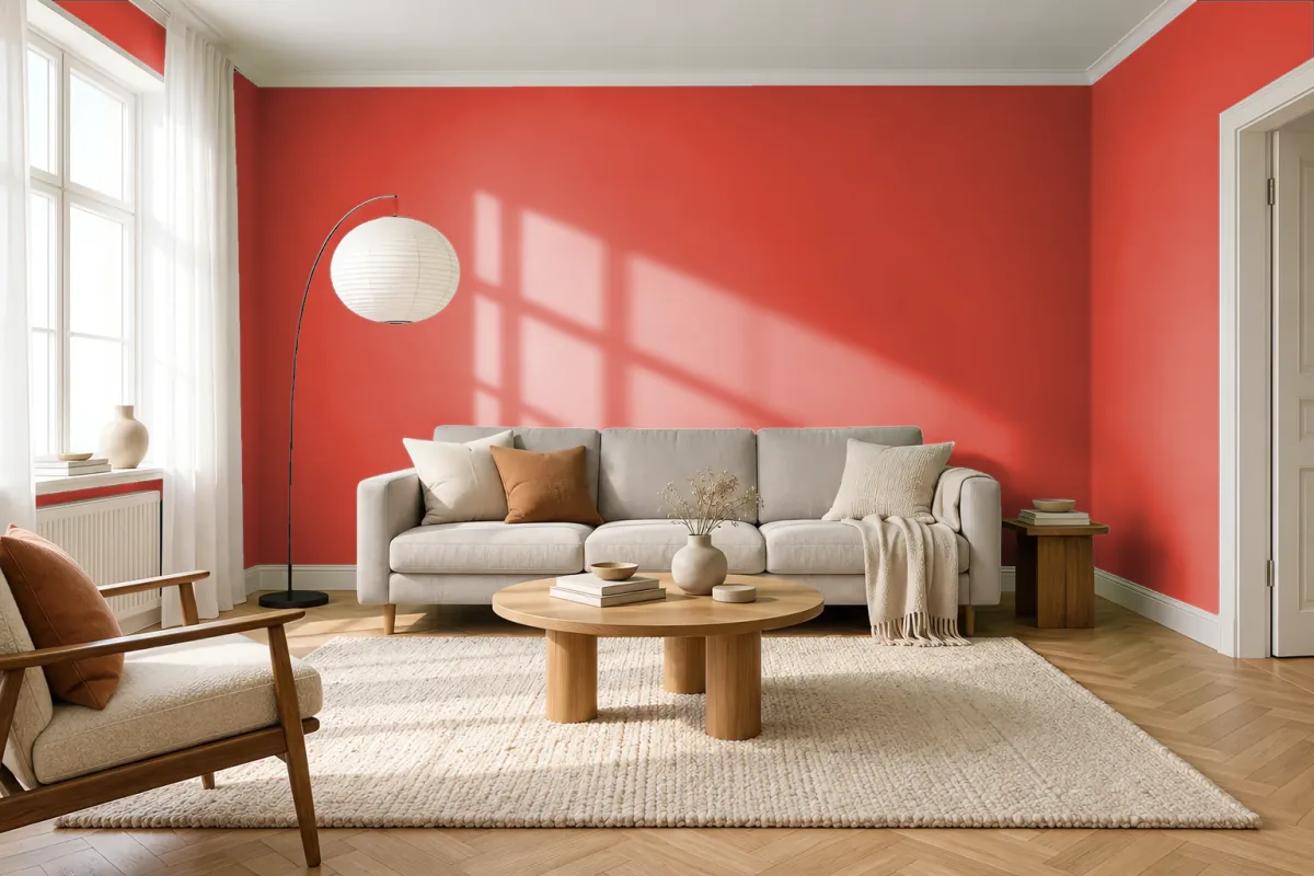 Краска Swiss Lake SL-1433 Red Poppy — гостиная в скандинавском стиле