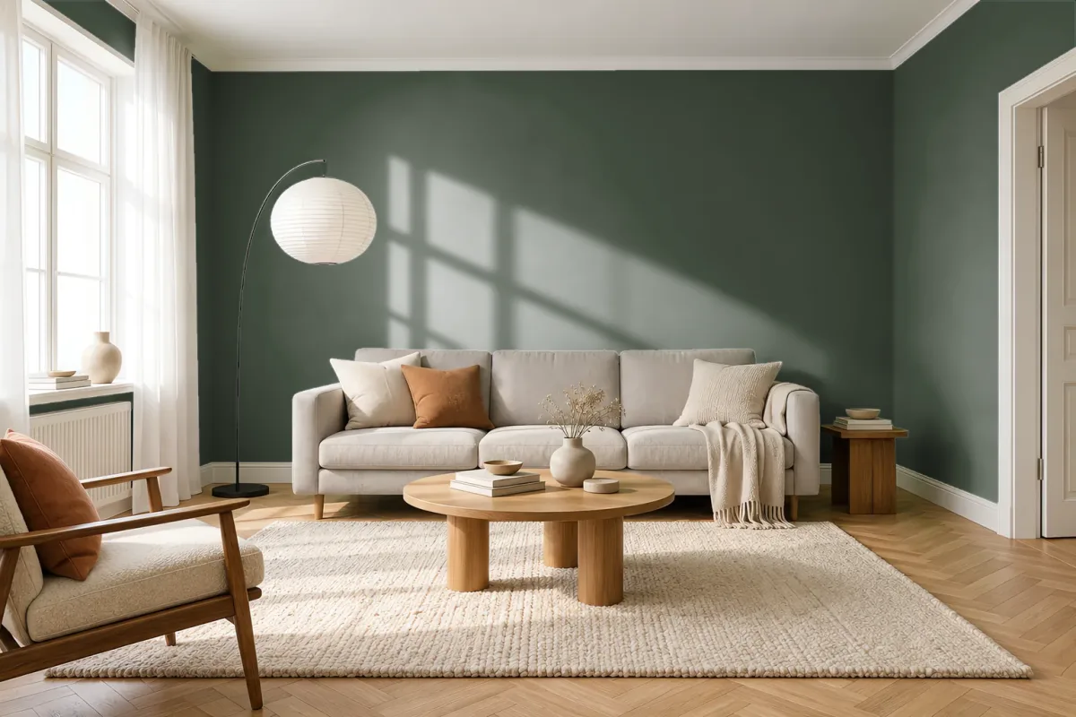 Краска Swiss Lake SL-2719 Black Spruce — гостиная в скандинавском стиле