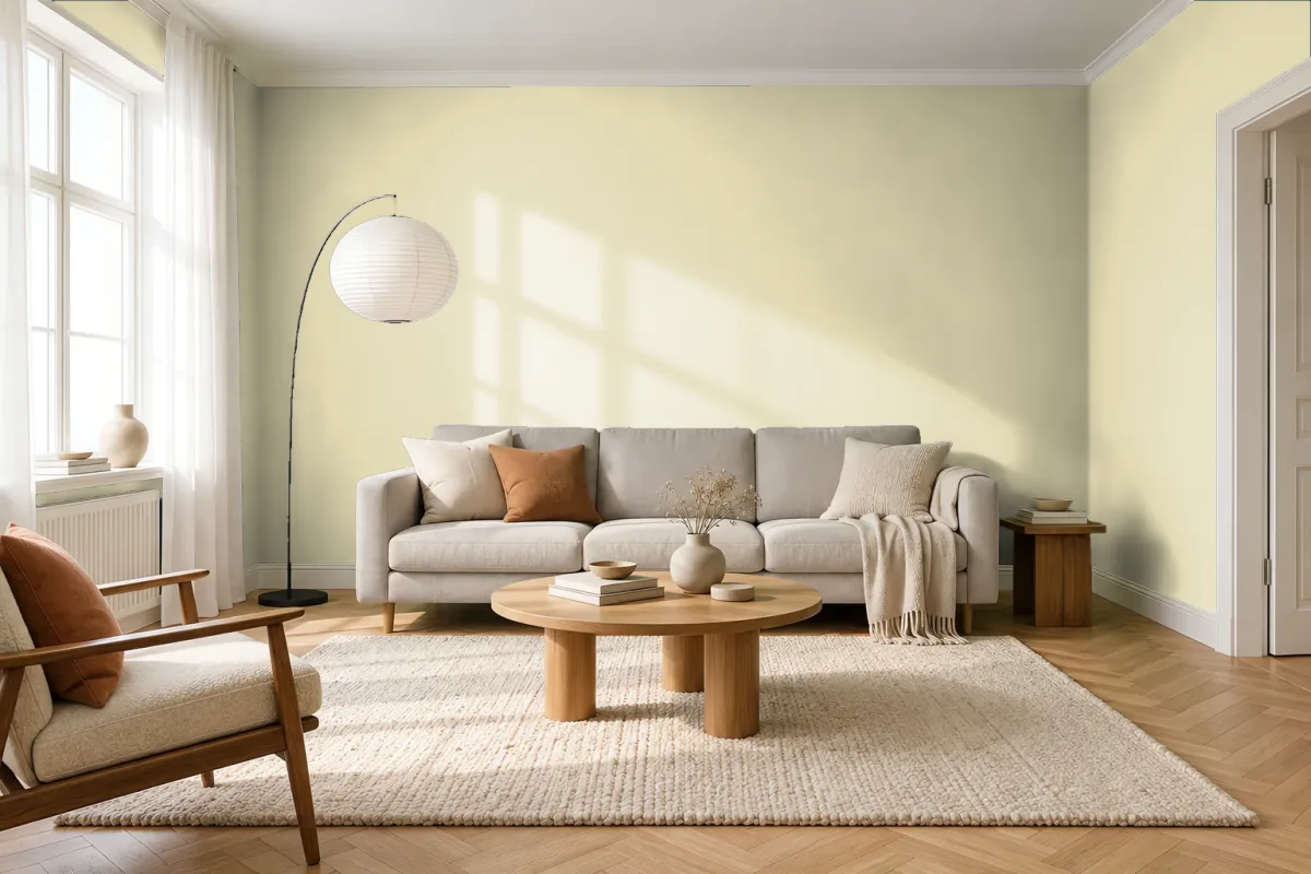 Краска Swiss Lake SL-0940 Lemon Meringue — гостиная в скандинавском стиле