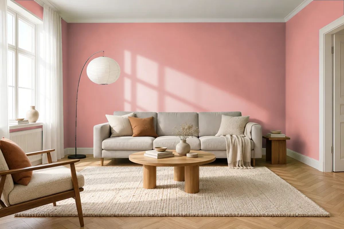 Краска Swiss Lake SL-1466 Peach Melba — гостиная в скандинавском стиле