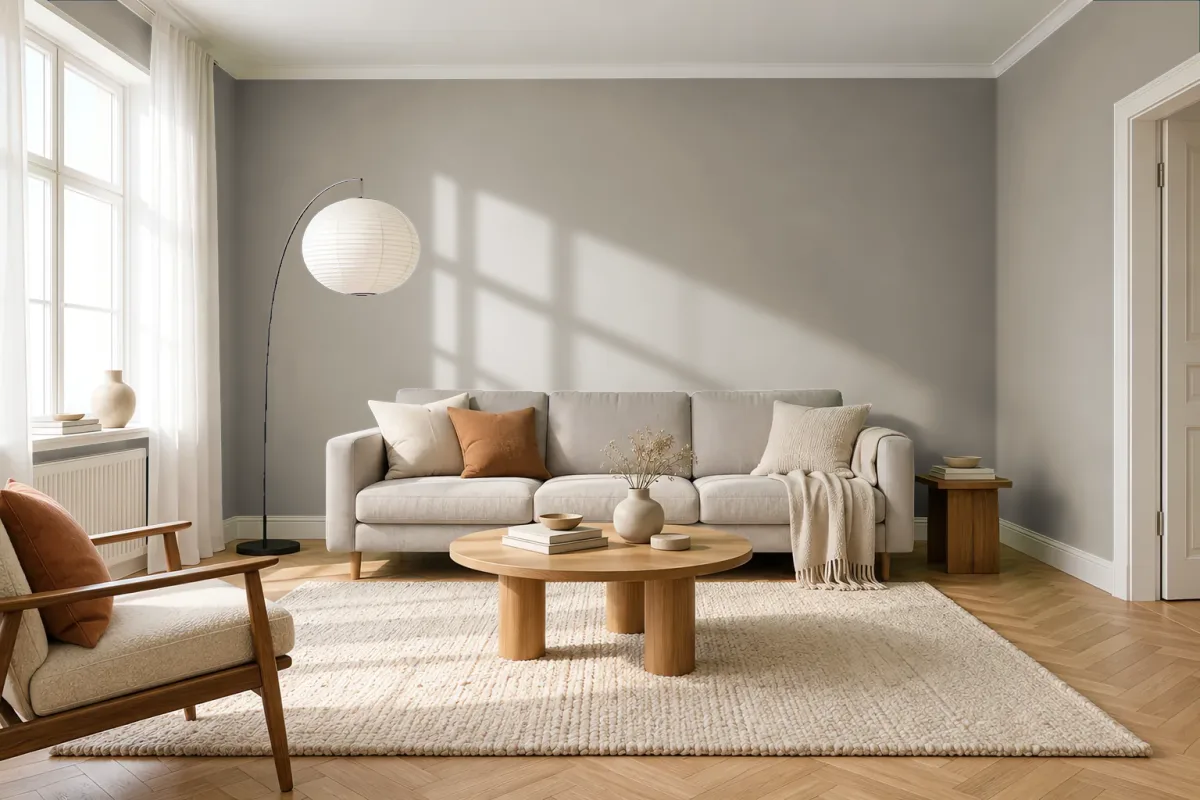 Краска Swiss Lake SL-0711 Tondo Stucco — гостиная в скандинавском стиле