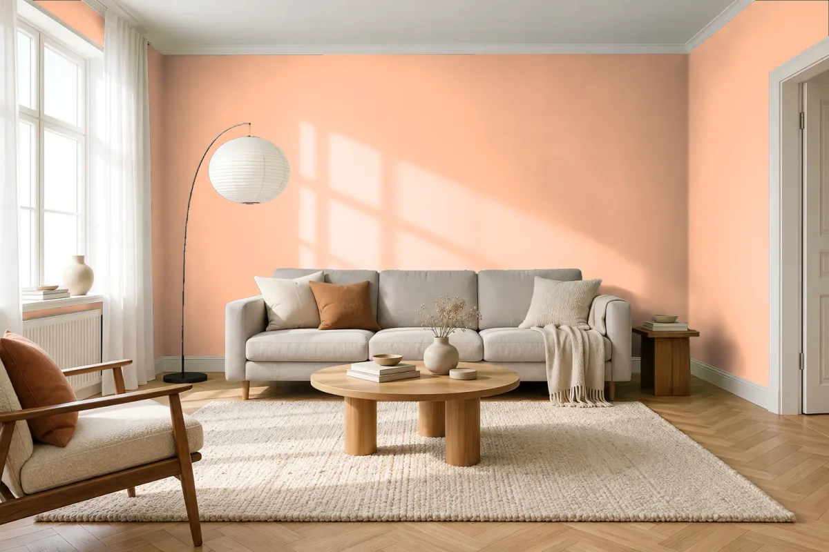 Краска Swiss Lake SL-1240 Peach Image — гостиная в скандинавском стиле