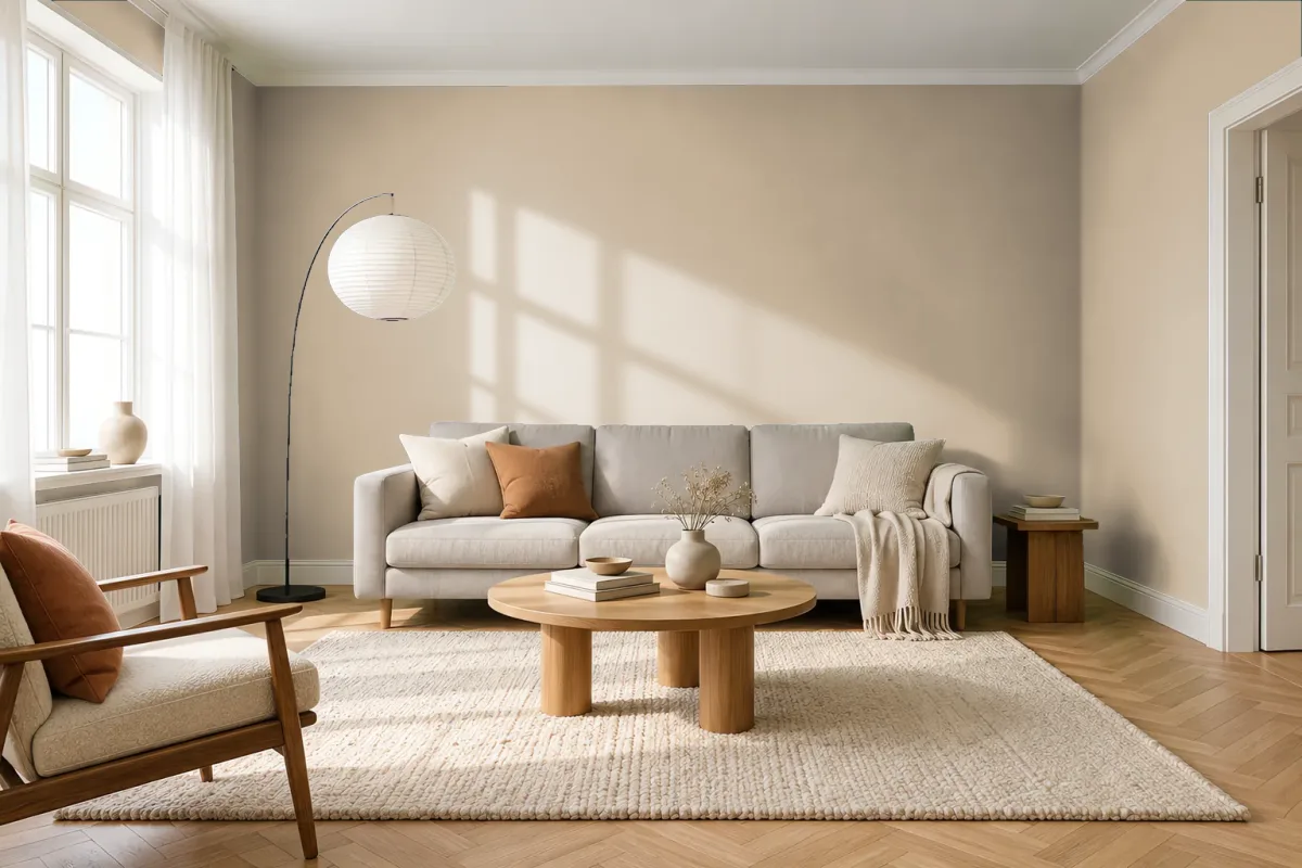 Краска Little Greene LG 317 Lute — гостиная в скандинавском стиле