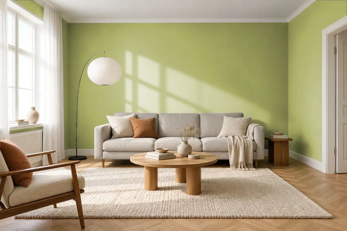 Краска Swiss Lake SL-2530 Oil Green — гостиная в скандинавском стиле