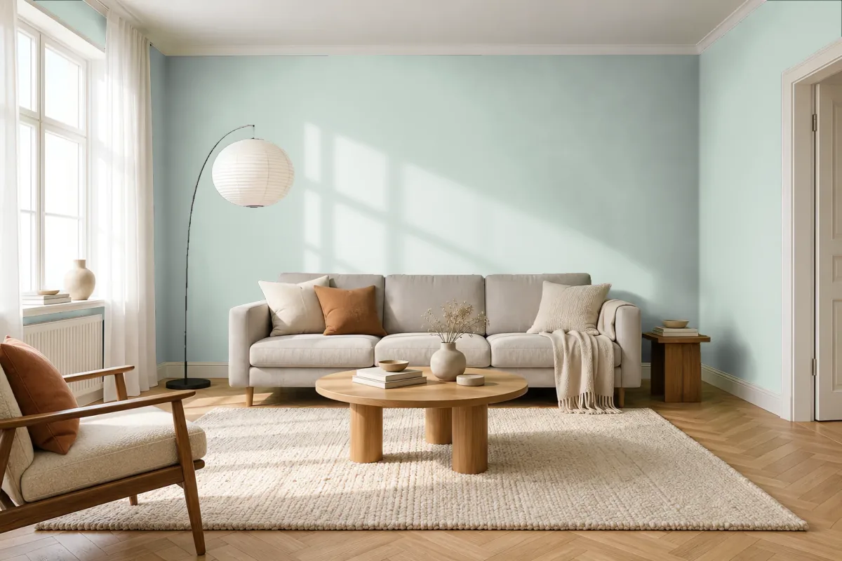 Краска Swiss Lake SL-2282 Gentle Aquamarine — гостиная в скандинавском стиле