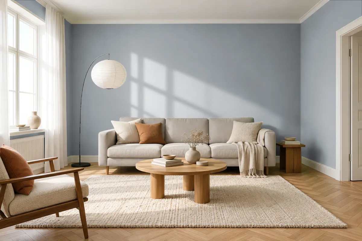 Краска Swiss Lake SL-2801 Chambray — гостиная в скандинавском стиле