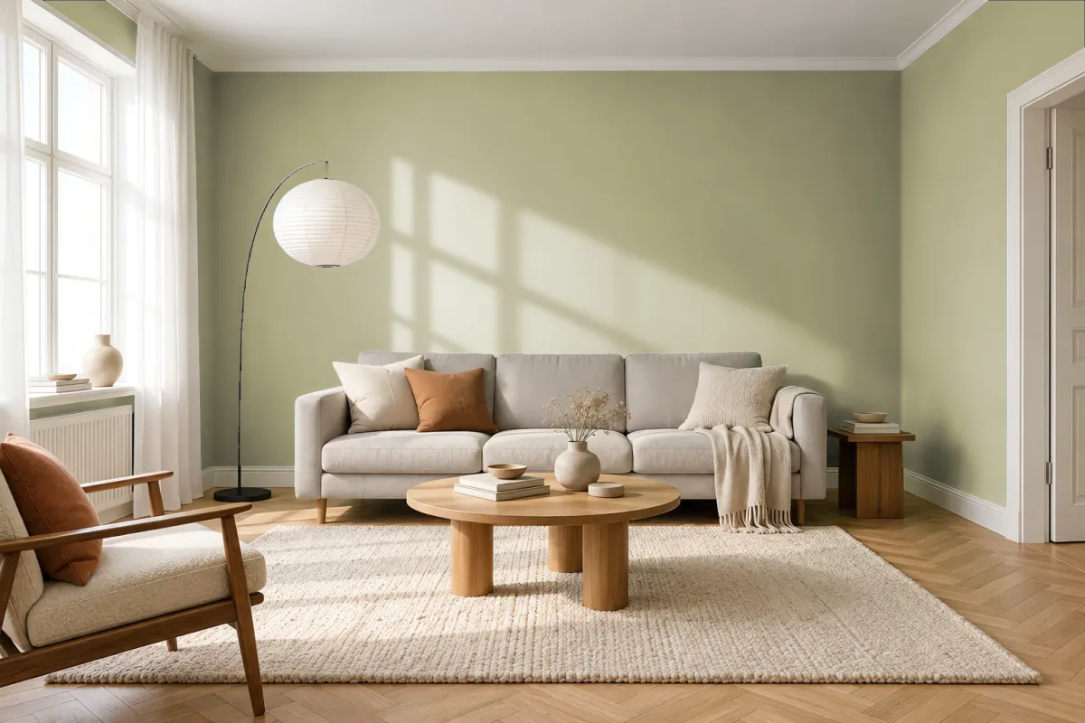 Краска Swiss Lake SL-2551 Olive Wood — гостиная в скандинавском стиле