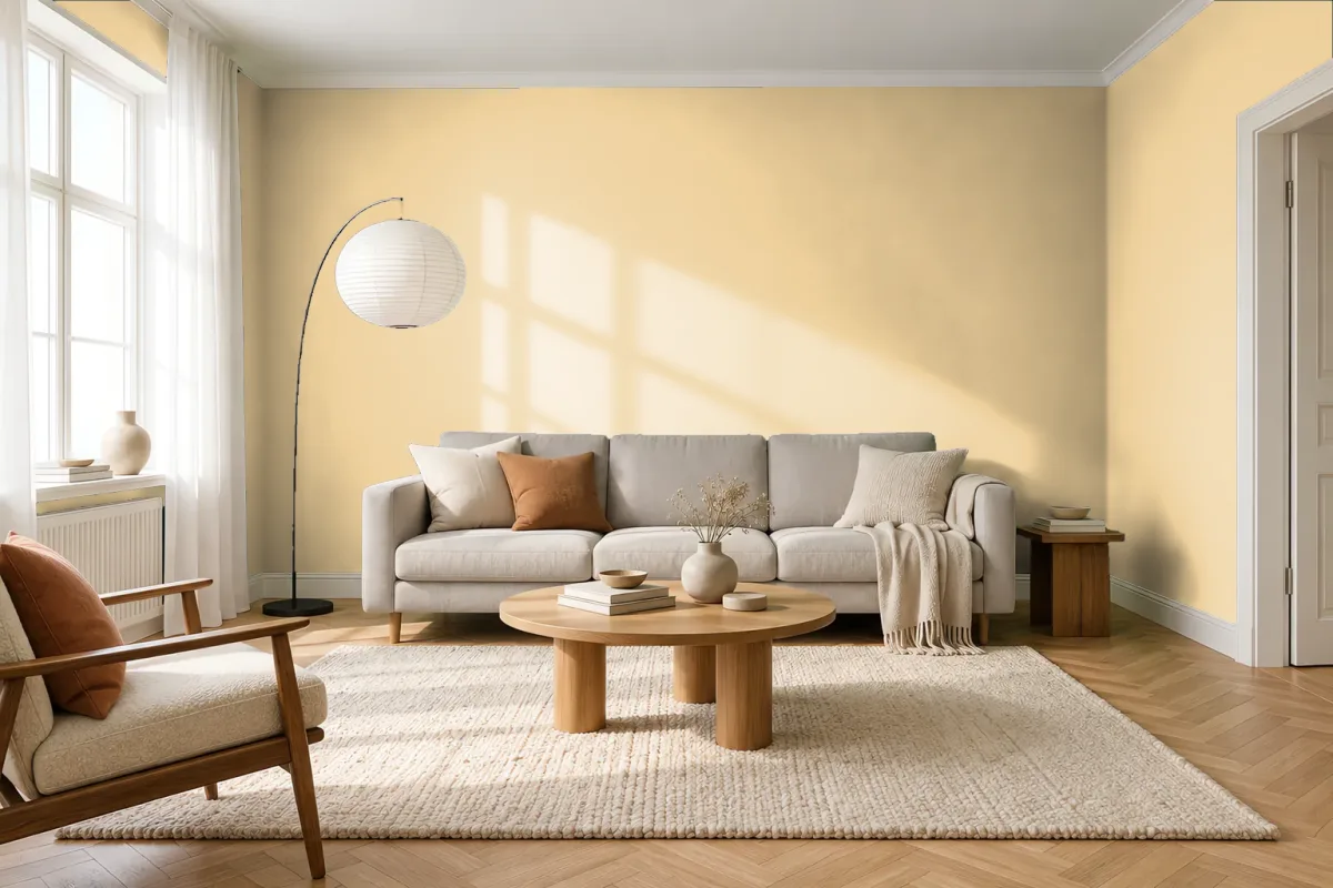 Краска Swiss Lake SL-1024 Creamy Custard — гостиная в скандинавском стиле