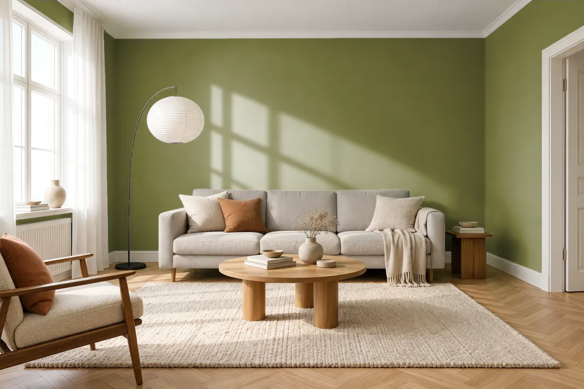Краска Swiss Lake SL-2560 Noble Olive — гостиная в скандинавском стиле