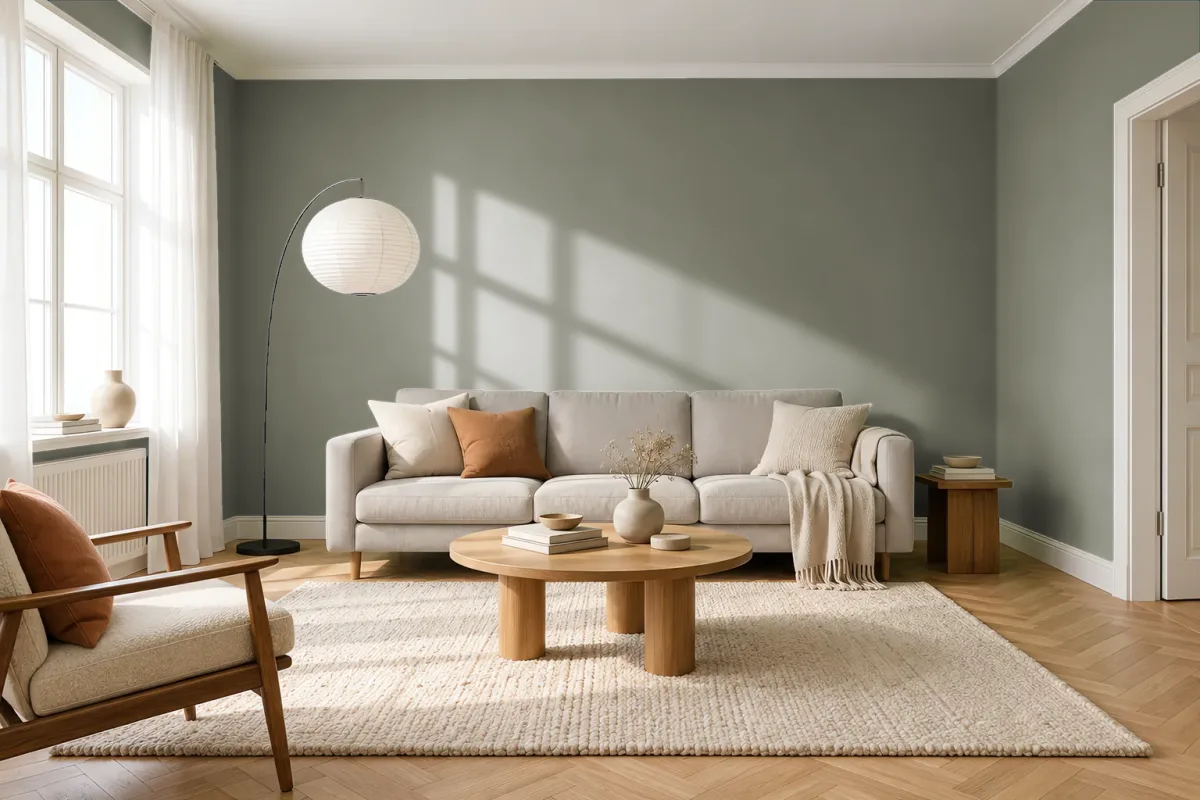 Краска Swiss Lake SL-2562 Slate Green — гостиная в скандинавском стиле