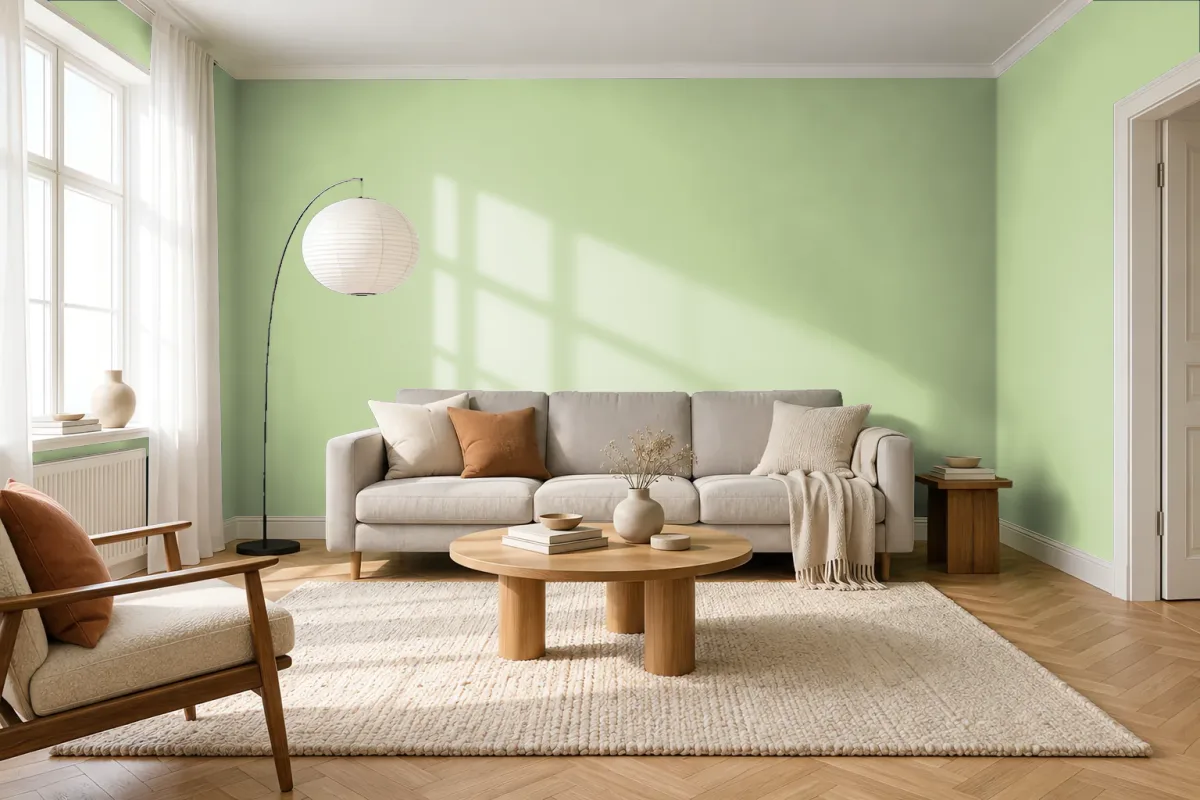 Краска Tikkurila TVT J383 Tinkerbell — гостиная в скандинавском стиле