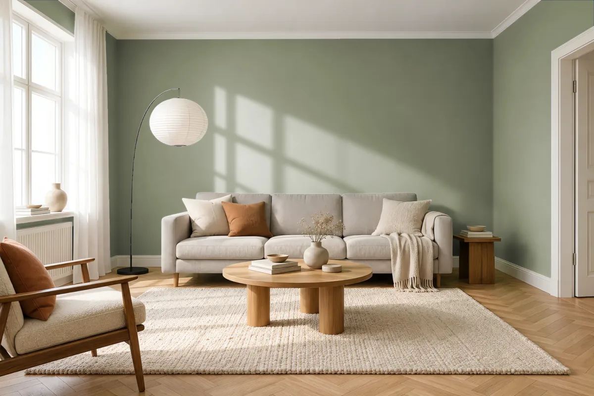 Краска Tikkurila TVT L447 Sepal — гостиная в скандинавском стиле