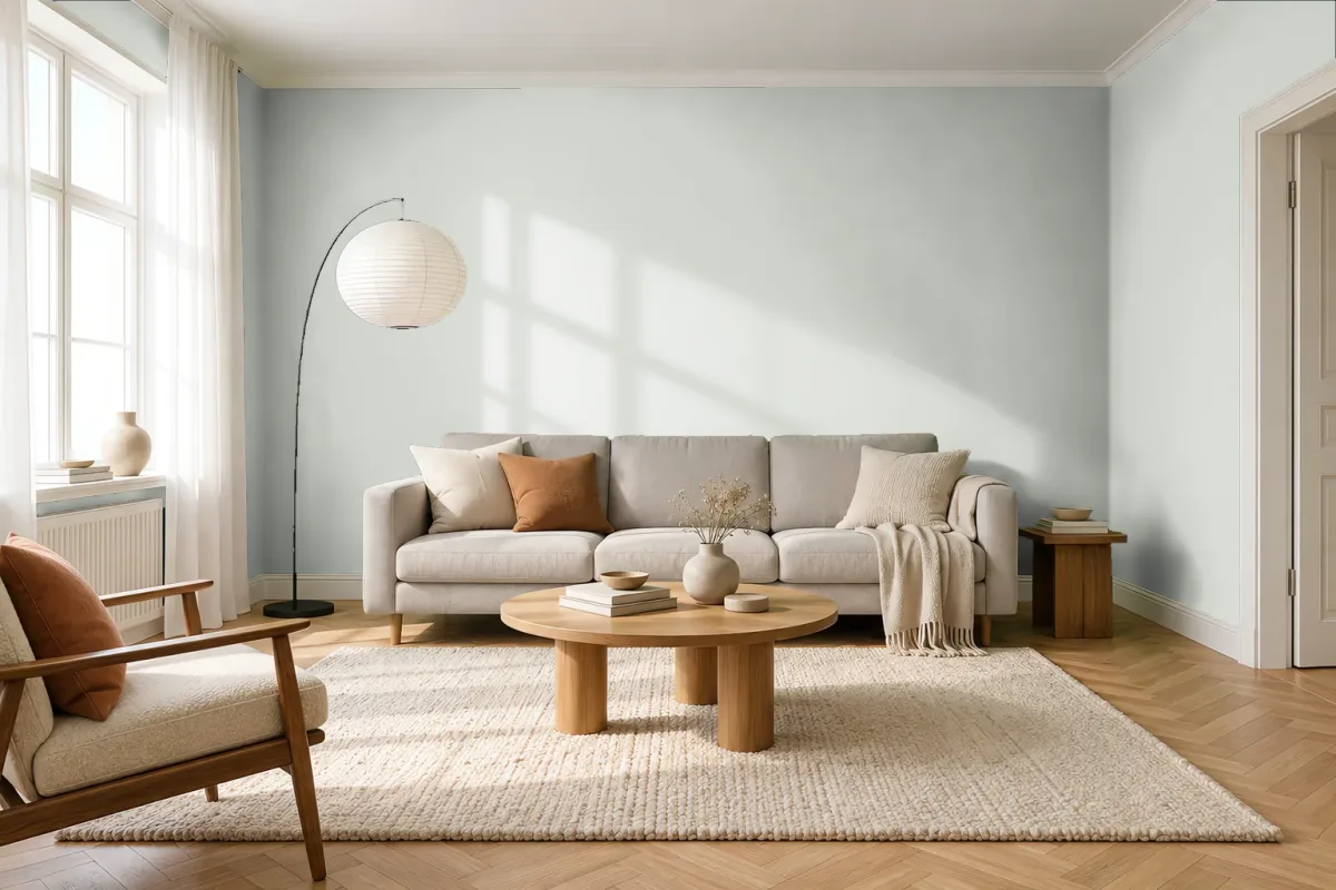 Краска Tikkurila TVT X447 Sea Smoke — гостиная в скандинавском стиле