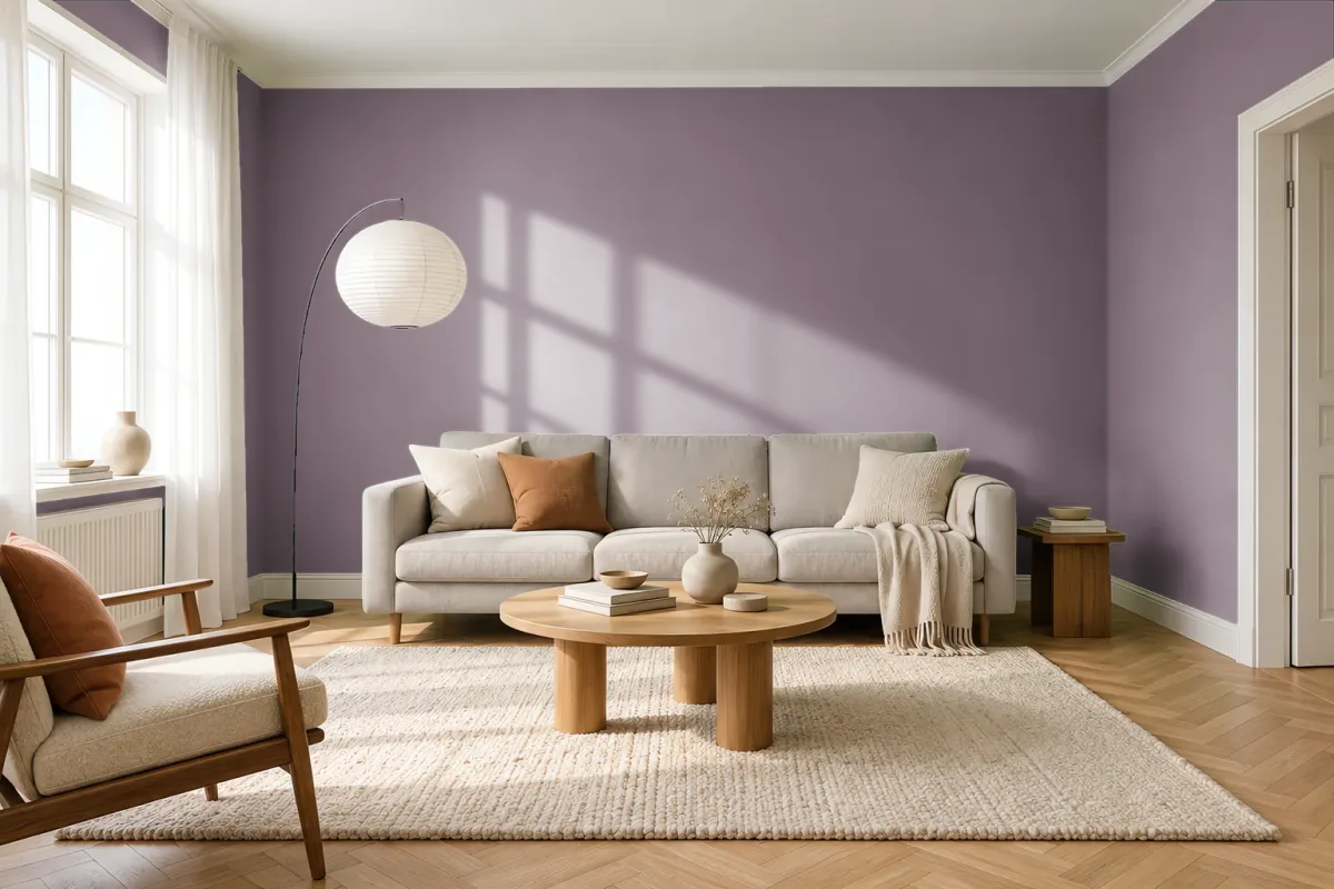 Краска Tikkurila TVT L426 Myth — гостиная в скандинавском стиле