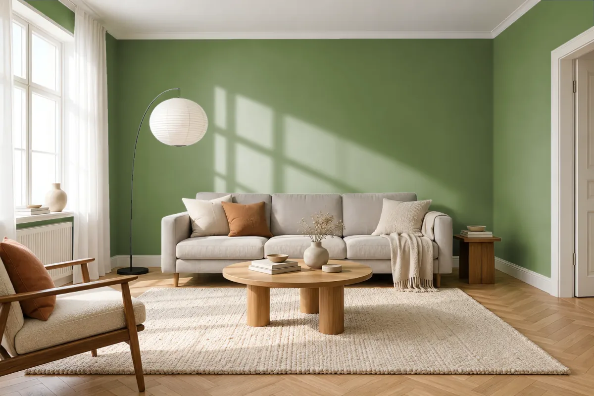 Краска Tikkurila TVT M384 Basilica — гостиная в скандинавском стиле