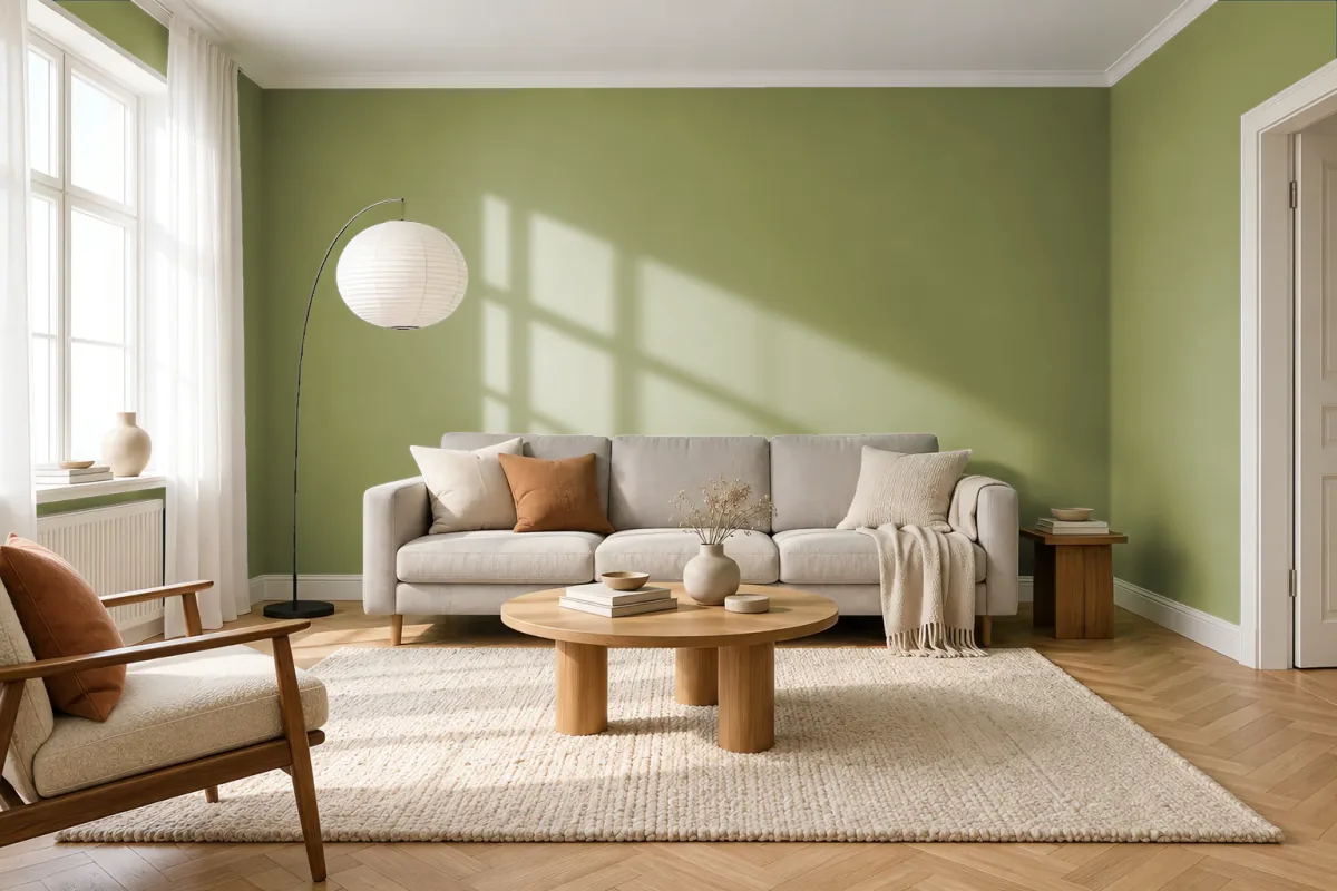 Краска Tikkurila TVT L385 Lime — гостиная в скандинавском стиле