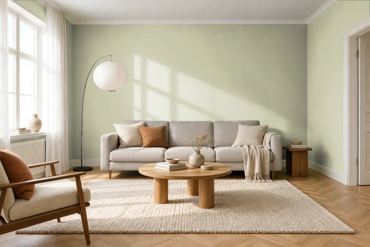Краска Tikkurila TVT V386 Nile — гостиная в скандинавском стиле