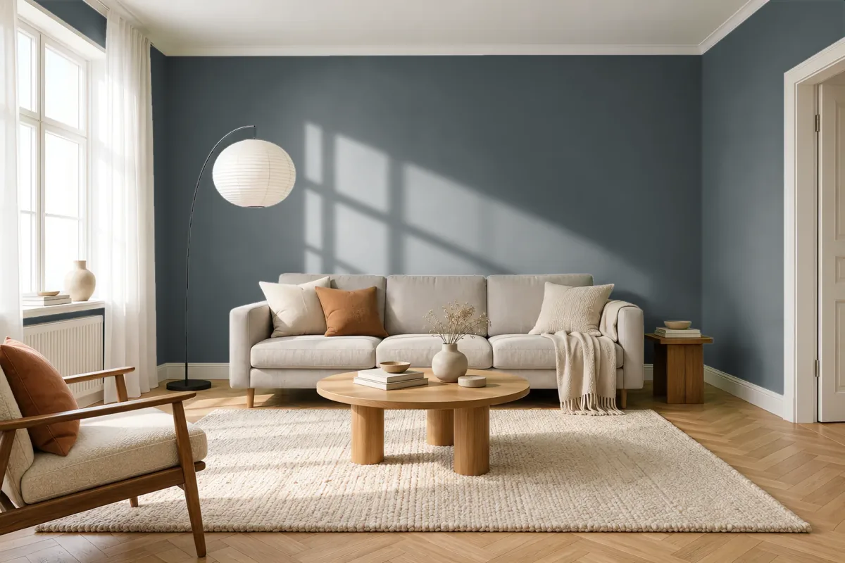 Краска Tikkurila TVT V493 Milkyway — гостиная в скандинавском стиле