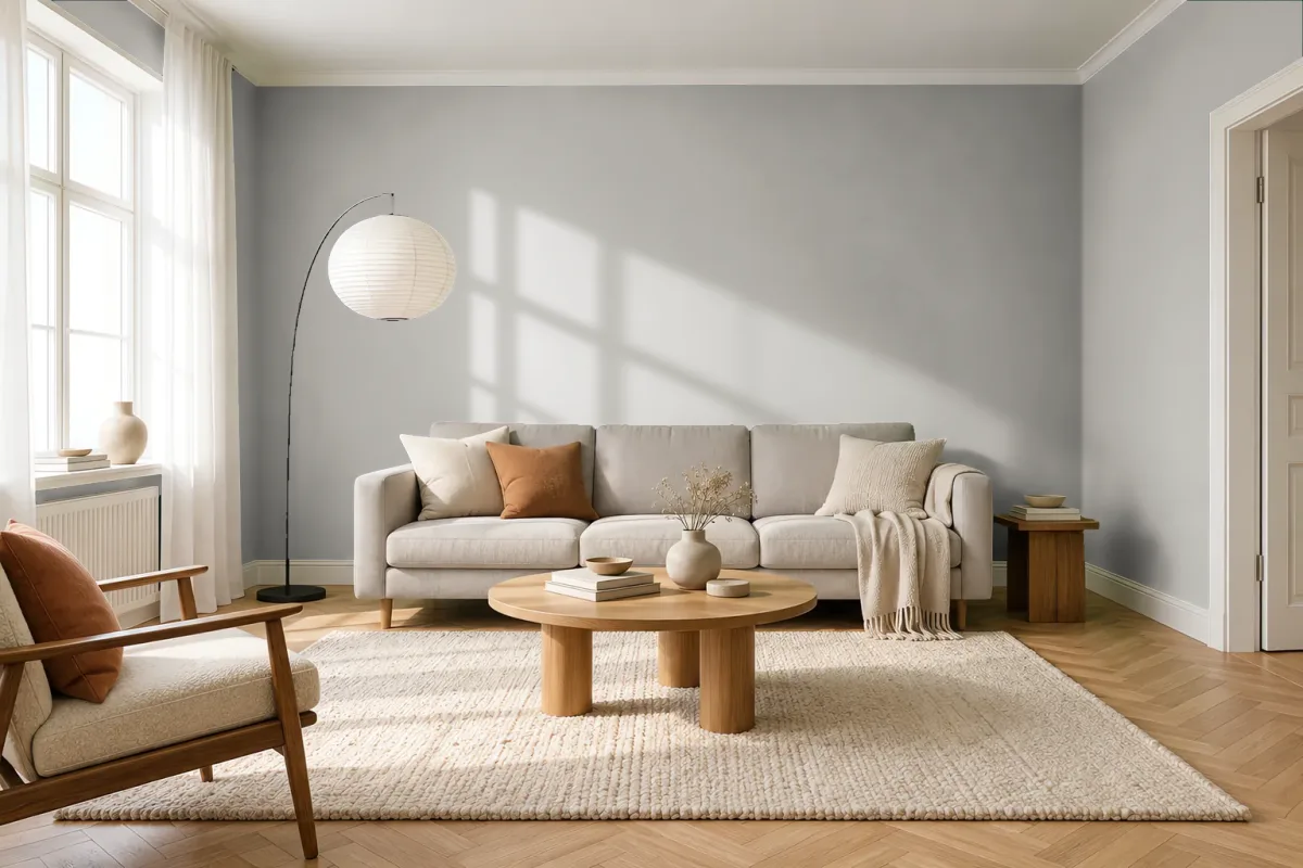 Краска Tikkurila TVT M497 Ash — гостиная в скандинавском стиле