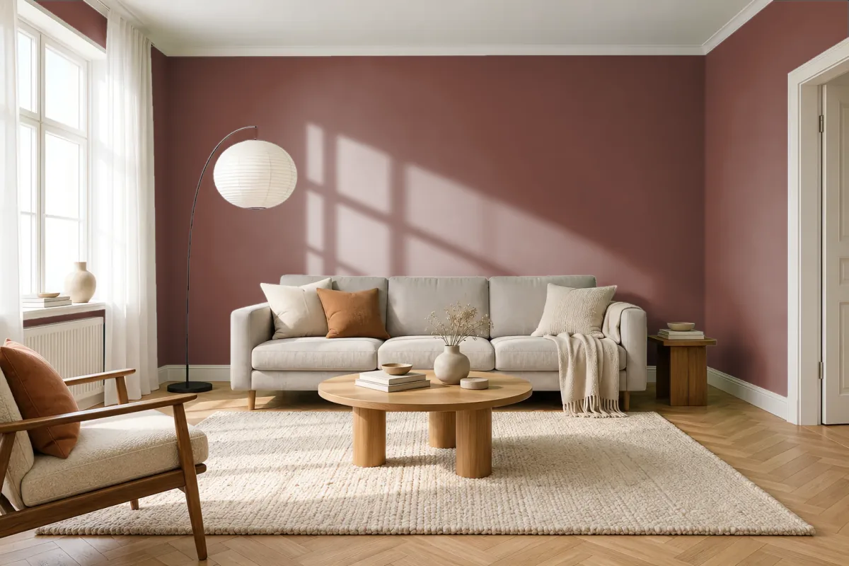Краска Tikkurila TVT M476 Rooibos — гостиная в скандинавском стиле