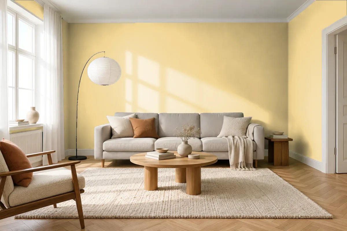 Краска Tikkurila TVT H392 Butter Milk — гостиная в скандинавском стиле