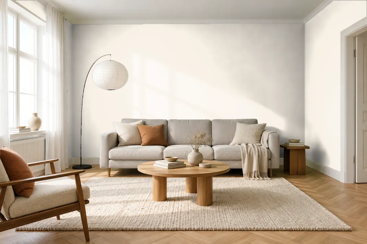 Краска Tikkurila TVT F309 Gardenia — гостиная в скандинавском стиле