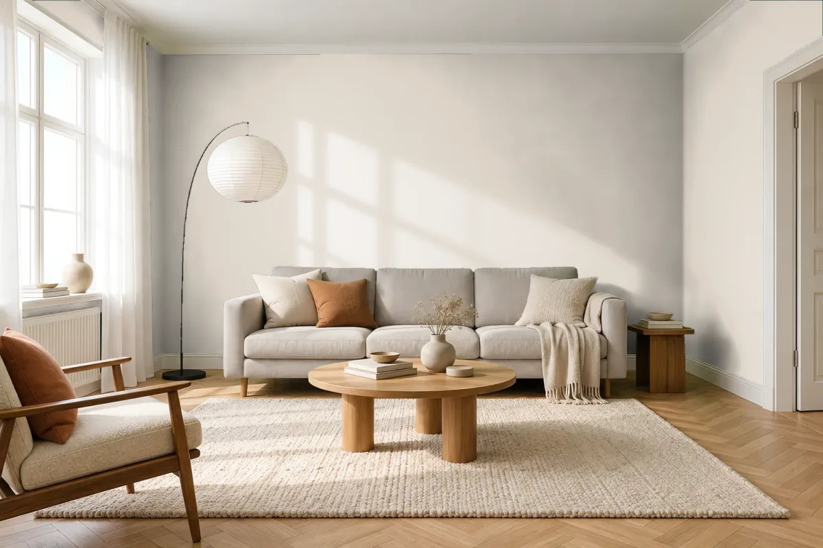 Краска Tikkurila TVT H484 Mulberry — гостиная в скандинавском стиле
