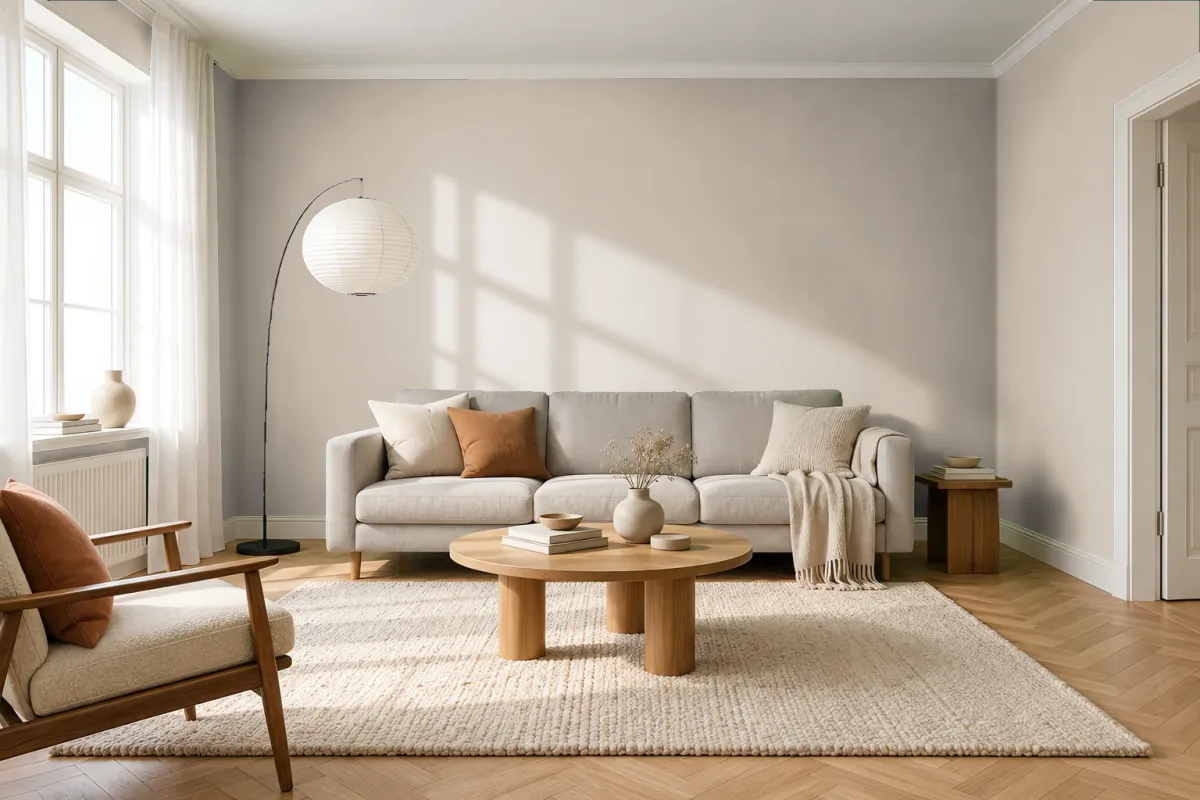 Краска Tikkurila TVT V484 Driftwood — гостиная в скандинавском стиле