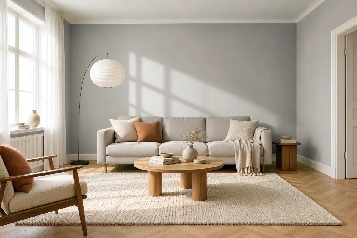 Краска Tikkurila TVT K487 Calcite — гостиная в скандинавском стиле