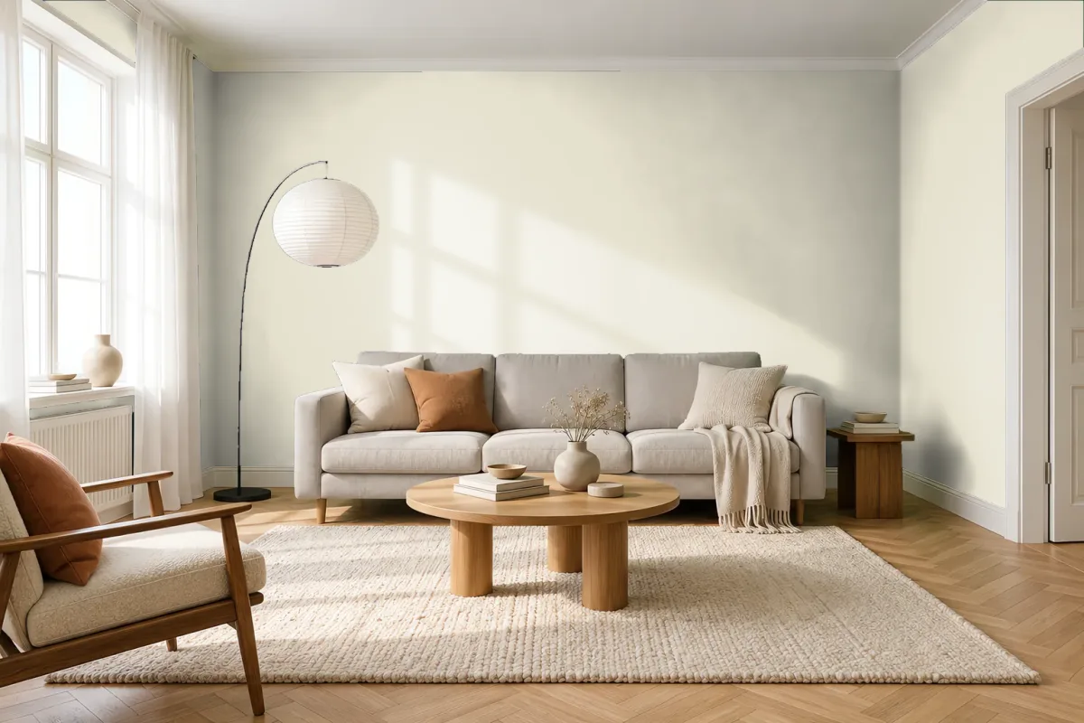 Краска NCS S 1005-G90Y — гостиная в скандинавском стиле
