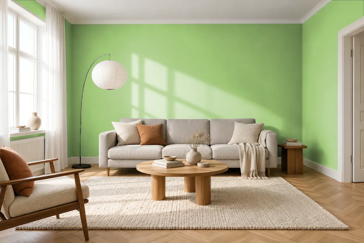 Краска Little Greene LG 199 Phthalo Green — гостиная в скандинавском стиле