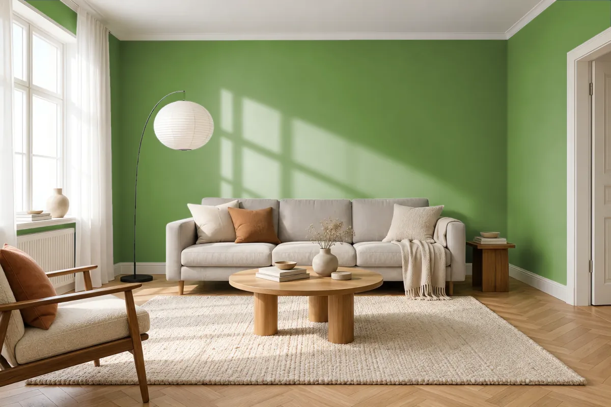 Краска Little Greene LG 288 Sage & Onions — гостиная в скандинавском стиле