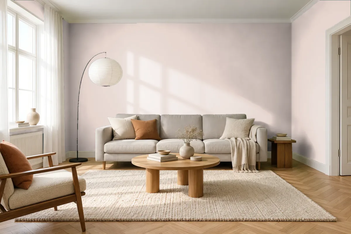 Краска Nuance NC30-0628 пыльно-розовый — гостиная в скандинавском стиле