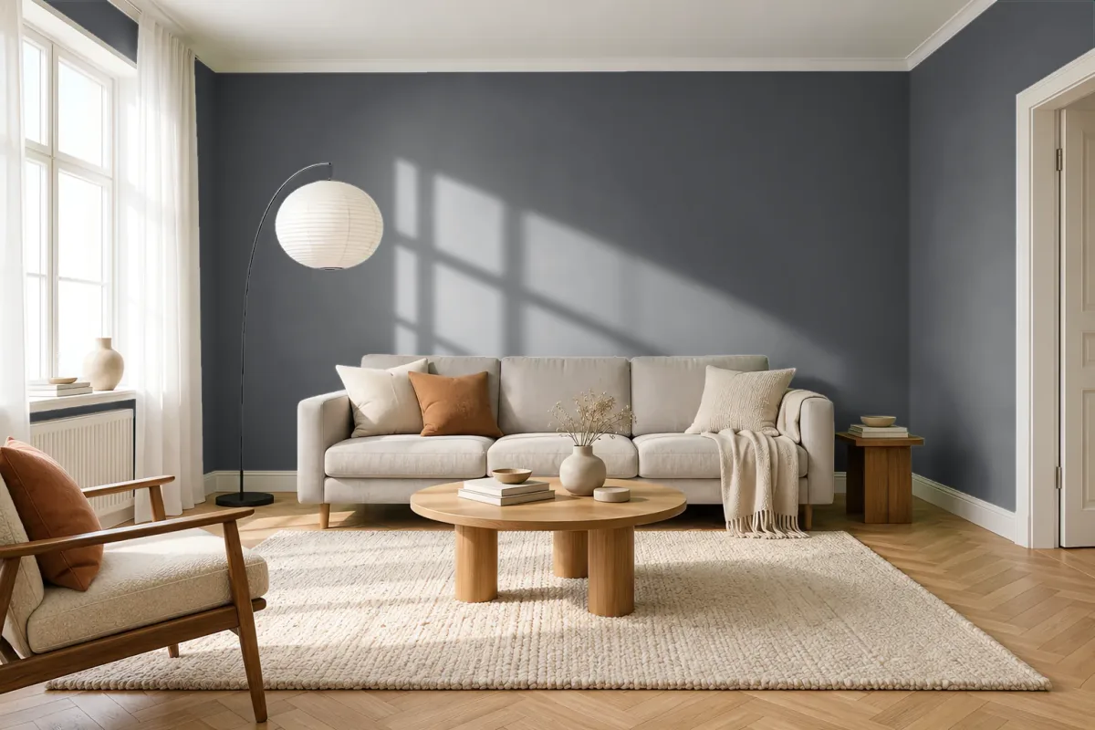 Краска PANTONE 19-3901 Magnet — гостиная в скандинавском стиле
