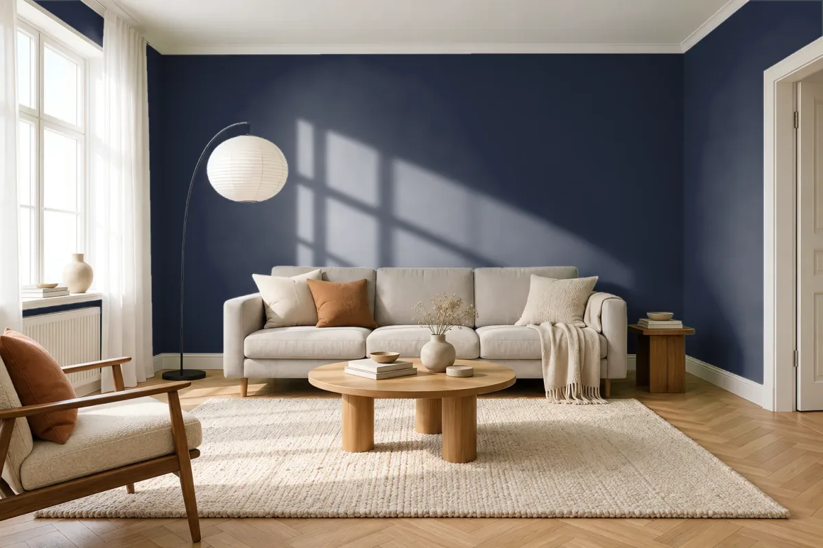 Краска PANTONE 19-3927 Graphite — гостиная в скандинавском стиле