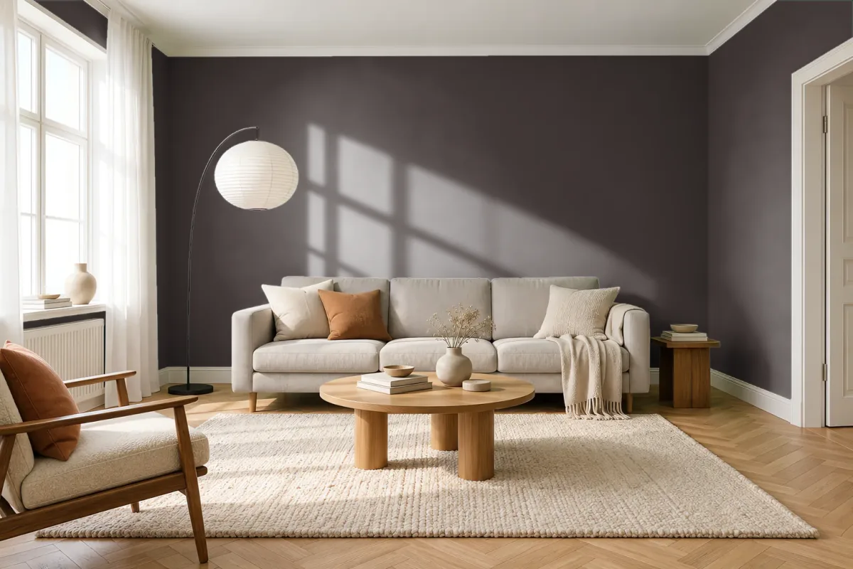 Краска PANTONE 19-1106 Molé — гостиная в скандинавском стиле