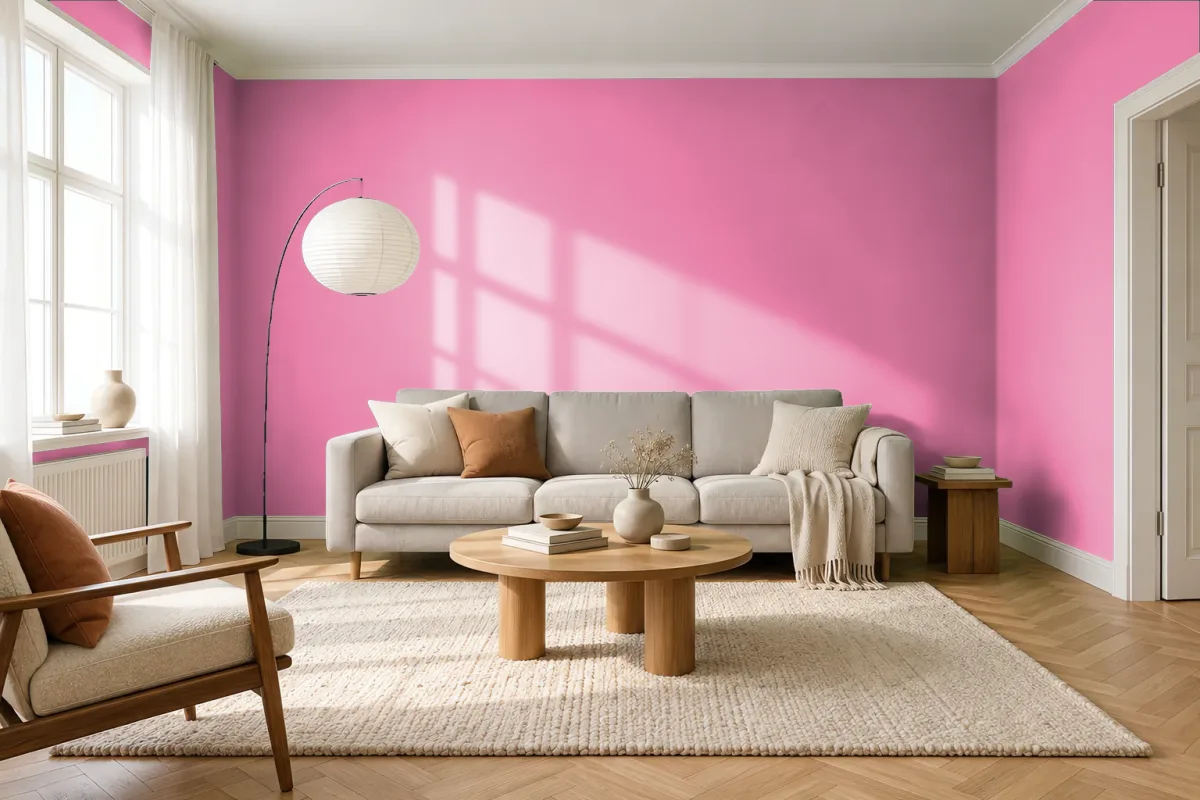 Краска PANTONE 16-2124 Pink Carnation — гостиная в скандинавском стиле