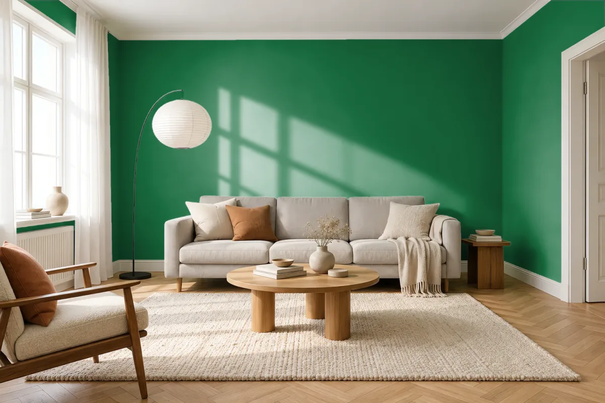 Краска PANTONE 18-6024 Amazon — гостиная в скандинавском стиле