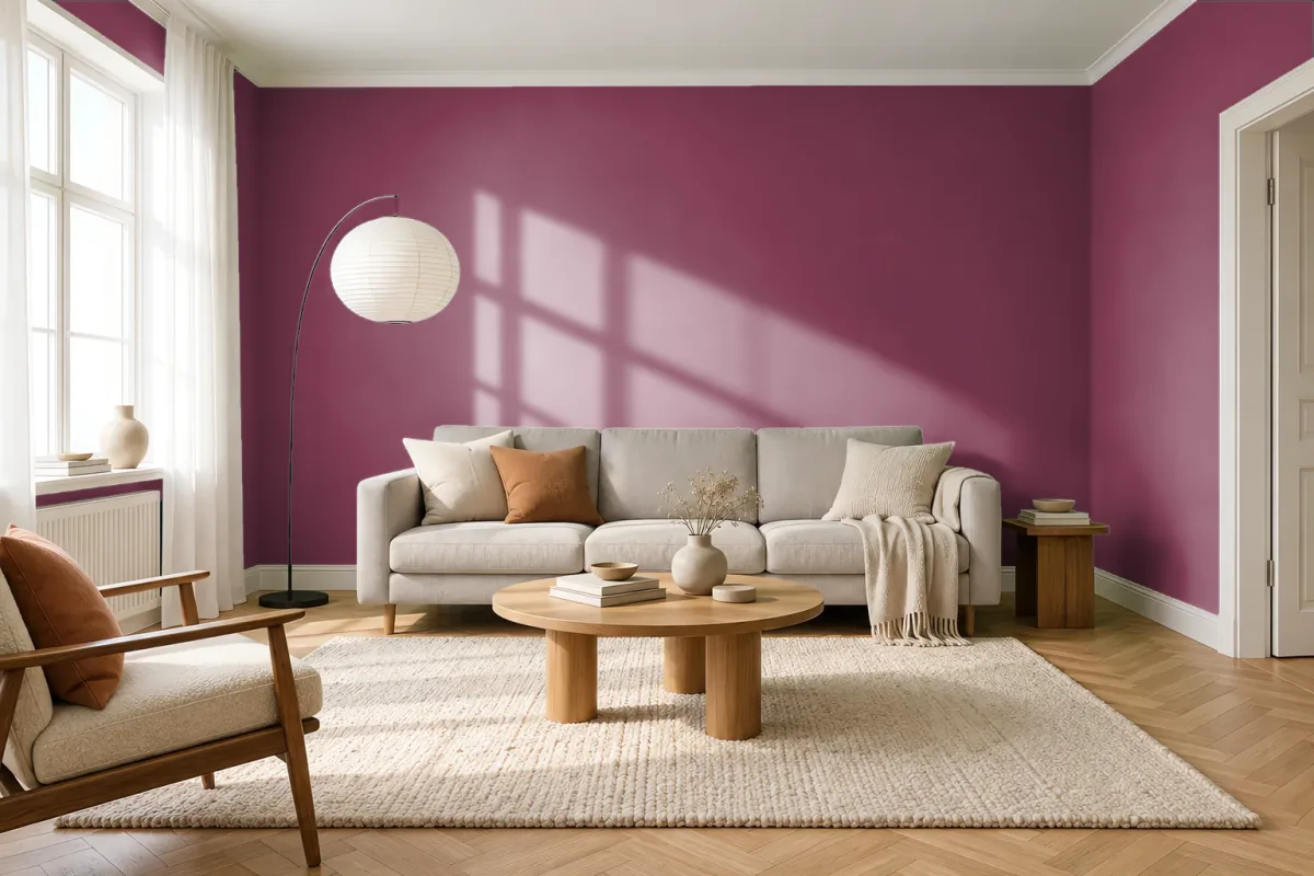 Краска PANTONE 19-2033 Anemone — гостиная в скандинавском стиле