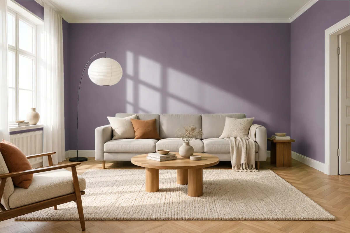 Краска PANTONE 18-1705 Arctic Dusk — гостиная в скандинавском стиле