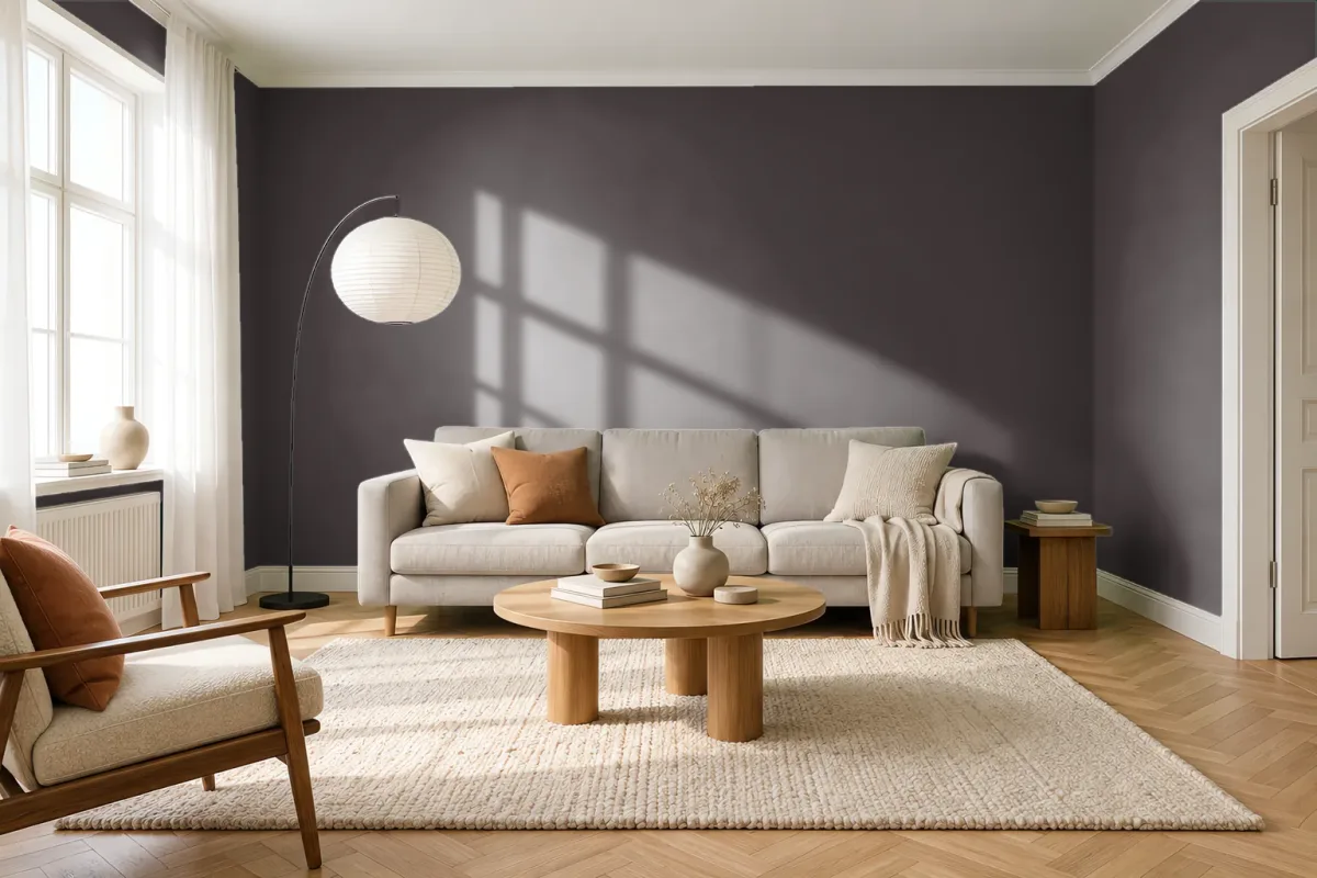 Краска PANTONE 19-1111 Black Coffee — гостиная в скандинавском стиле
