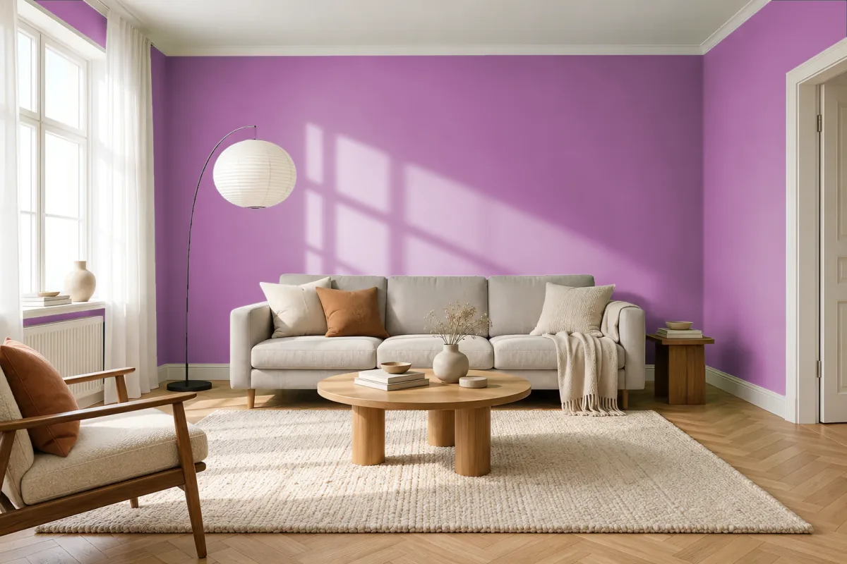Краска PANTONE 17-3240 Bodacious — гостиная в скандинавском стиле