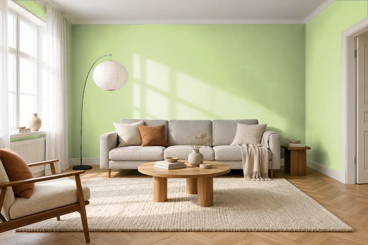 Краска PANTONE 12-0322 Butterfly — гостиная в скандинавском стиле