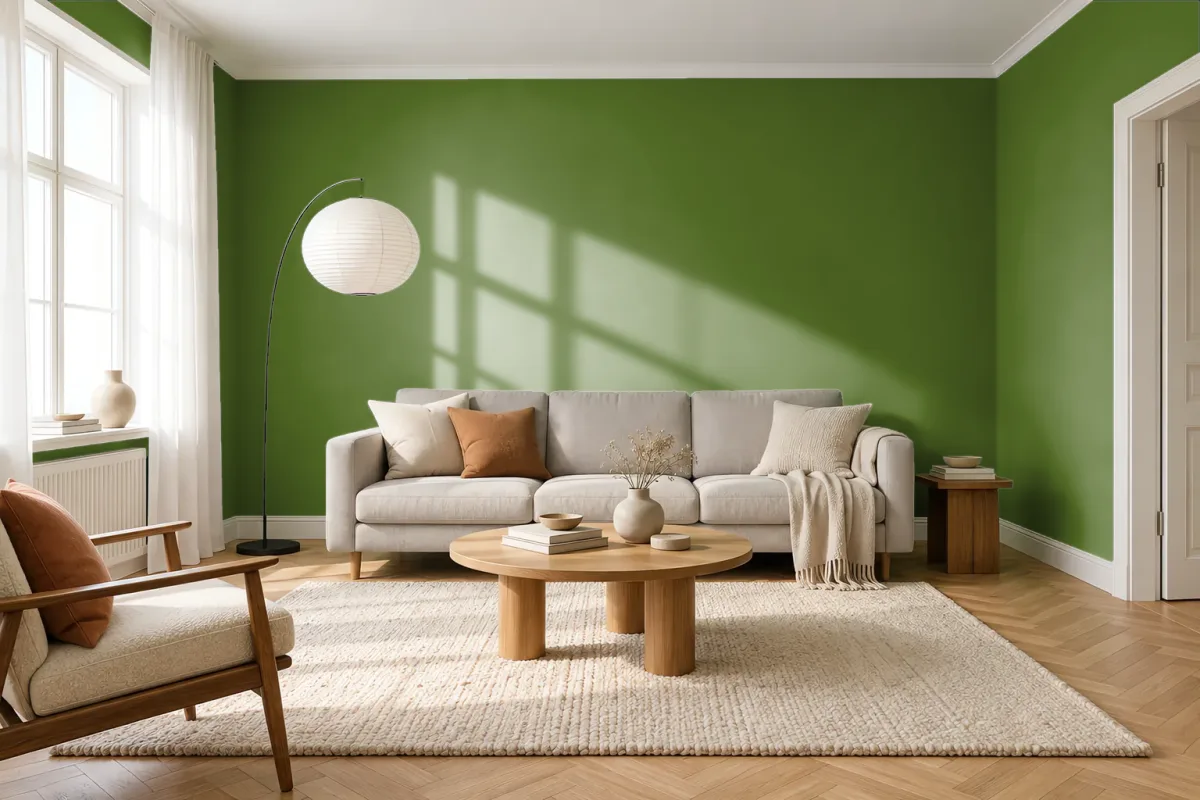 Краска PANTONE 18-0130 Cactus — гостиная в скандинавском стиле