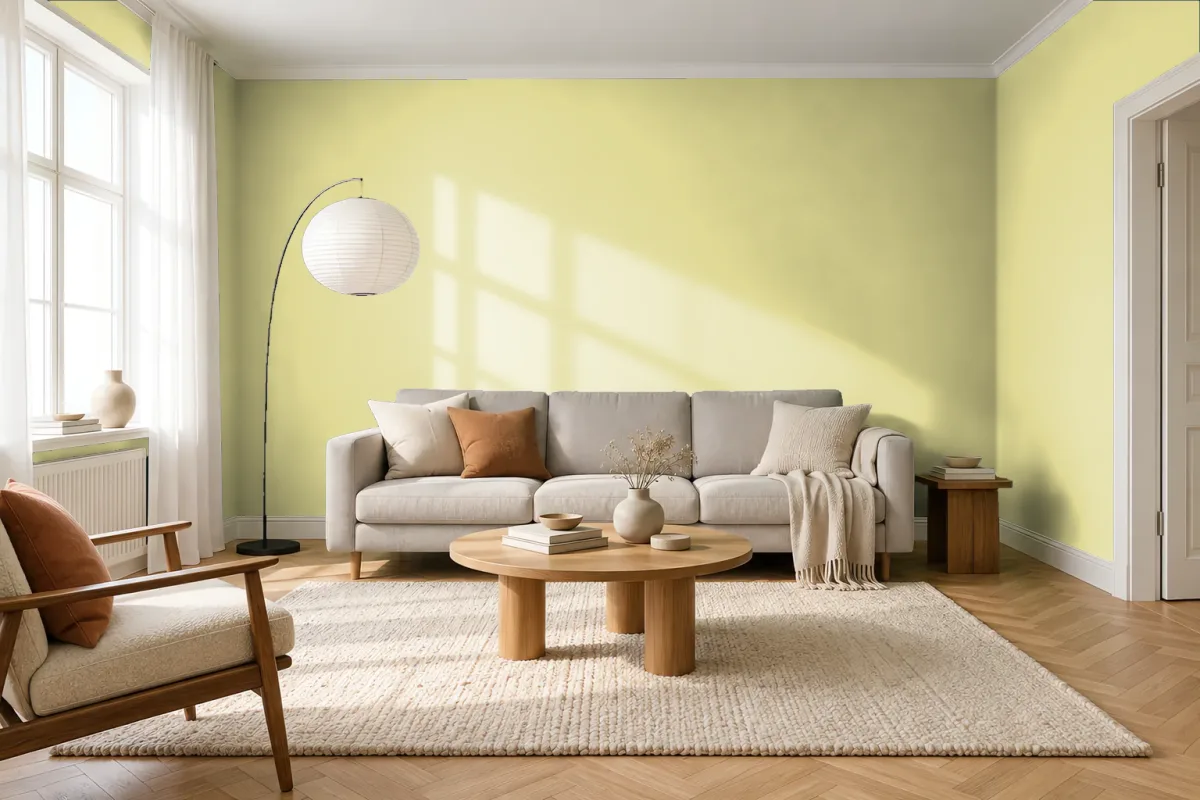 Краска PANTONE 12-0524 Citron — гостиная в скандинавском стиле